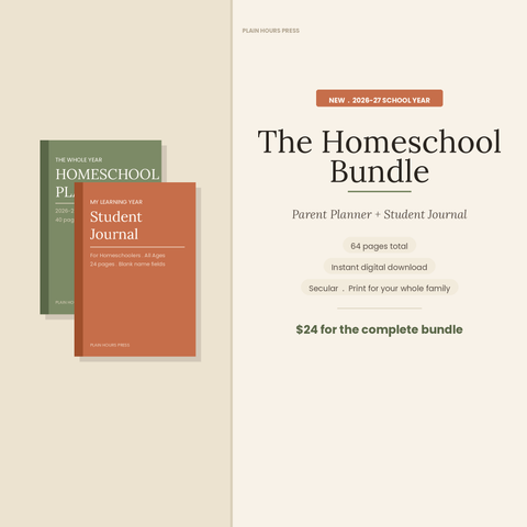 The Homeschool Bundle — Planner + Student Journal | 2026–27 | Printable PDFs | Secular, Multi-Child