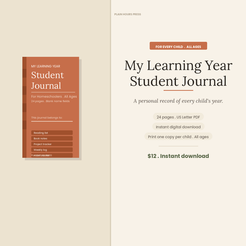 My Learning Year — Student Journal for Homeschoolers | Printable PDF | All Ages | Blank Name Fields
