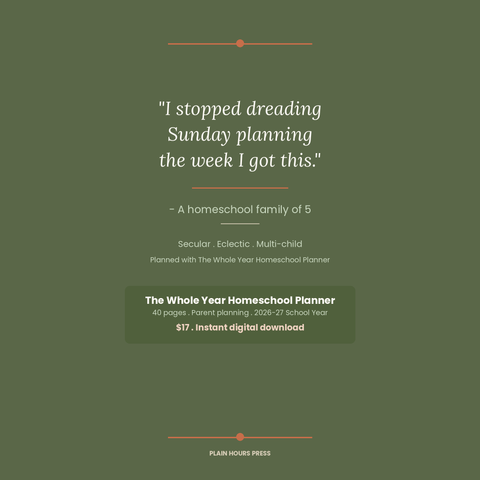 The Whole Year Homeschool Planner — 2026–27 | Printable PDF | Secular, Multi-Child, Eclectic